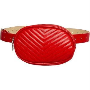 Steve Madden Chevron Quilted Belt Bag in Red